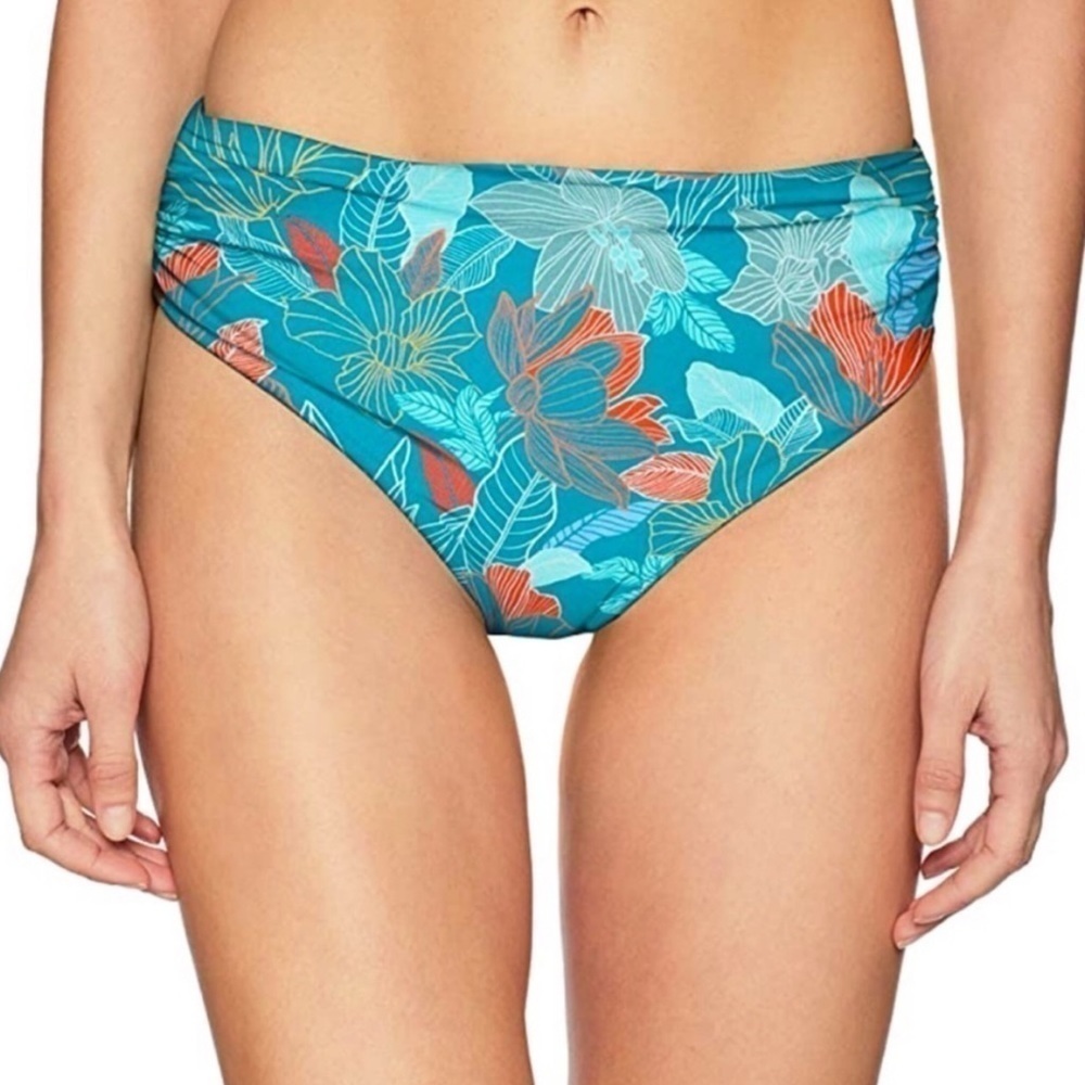 NWT Kenneth Cole Traces of Paradise Tropical Blue Multicolored Large bikini b…
